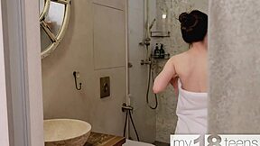 My18teen 18+s - Petite 18+ Girl With A Perfect Skinny Body Teasing Her Pussy In The Shower