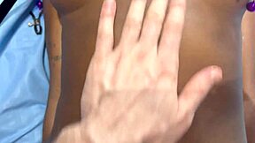 Young black woman gets whipped and serves white man in amateur interracial bdsm with ebony bodybuilder. She takes domination as muscular babe with natural tits.