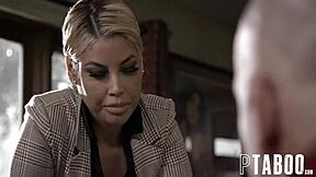 school principal bridgette b manipulates reluctant teacher to entice student brooklyn gray into forbidden sex trap in classroom setting