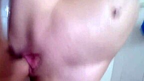 showering babe licks balls and deepthroats big cock in pov. she gets facial cumshot after hardcore sucking.