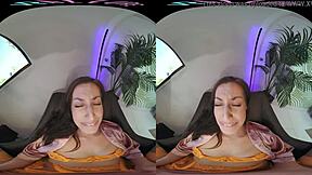 Oh man, I wake up all horny as this sexy brunette, wanting you to fuck me hard in virtual reality... wait, yeah