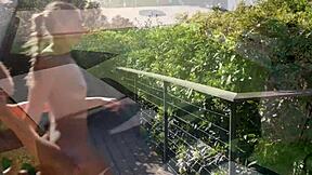 slutty british stepsis loves sunbathing naked and sucking cock outdoors with lily phillips in pov action