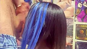 colombian college chica gives passionate blowjob with ball licking and handjob to huge cock friend in homemade video until facial cumshot