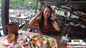 Amateur Thai teen 18+ Polly with big boobs assists her European boyfriend