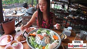 Amateur Thai teen 18+ Polly with big boobs assists her European boyfriend
