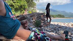 Whoa, public dick flashing on the beach led to me grabbing his cock and making him cum hard!