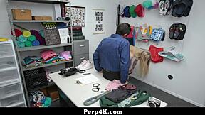 emma starletto gets caught shoplifting and handcuffed by officer. he fucks her doggystyle with big cock in office.