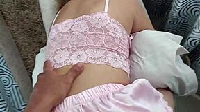 beautiful stepsister experiences intimate moments in her private space.