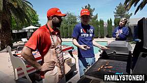 Penelope Kay Delivers Spectacular Fireworks Cum Show on Face from Stepdad Will Pounder and Stepbro Josh Rivers