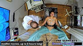 dr tampa enforces the new immigration policy on american citizen step-sisters angel santana and yesenia youso in hospital backstage with latex gloves handcuffs and shaved pussy spreading