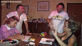 Mom They Broke My Ass! Milf Takes Cum In Mouth From Teen Orgy Group Blowjob.