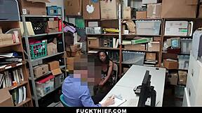 Teen Sucks And Rides Officer's Huge Cock Doggystyle In Garage To Avoid Punishment For Shoplifting