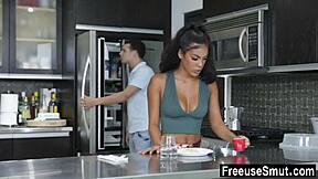 Stepsister lets stepbrother use her however he wants with ebony blowjob and taboo fucking 😏