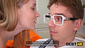 debt4k hot debtor polly yangs is dancing for 2 debt collectors and then gets fucked in double penetration!