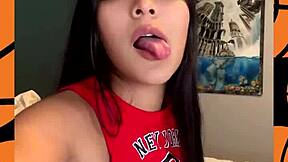 Busty Cheerleader Ivy Flores Feels Overwhelmed Playing With Her Huge Jugs And Shaved Pussy