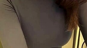 look at my milky tits, says the pregnant stepmother pulling them from her red bra