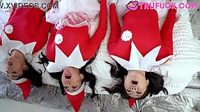 bianca bangs and kimmy kimm play free use christmas elves with parker ambrose and sawyer cassidy