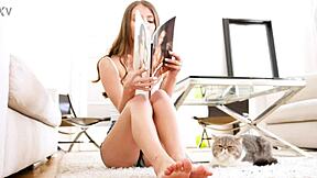 sweet teen 18+s homemade sex tape shows petite brunette riding cowgirl. she takes cumshot facial from big cock.