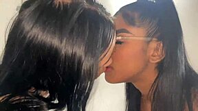 two petite latina teens handle massive interracial cock with cum in mouth finish during european amateur threesome.