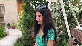 skinny hottie loses game and walks with huge cumshot on face in public