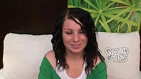 Look at this 5'1 tall 110lb teen with perky tits sucking that big cock during her casting interview.