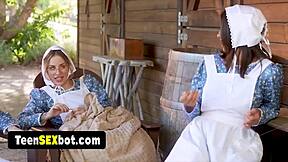 I feel overwhelmed as three Amish women explore group sex with toys for first time