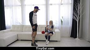 tiny rookie haley spades learning baseball skills from coach as petite teen