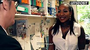 big tits brunette barbara bieber lures the old businessman into licking and fucking her wet pussy at the horny hostel