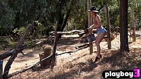 Gorgeous Blonde Milf Jennifer Love Teases in Lingerie Outdoors. Ripping Clothes to Reveal Petite Small Tits and Natural Body.