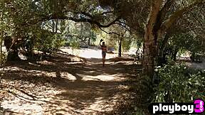 Gorgeous Blonde Milf Jennifer Love Teases in Lingerie Outdoors. Ripping Clothes to Reveal Petite Small Tits and Natural Body.