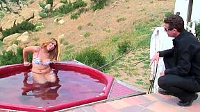 why is alice bell such a crazy teen getting fucked outside with big cock gaping her asshole?