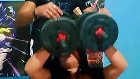 I fuck my athletic Latina stepsister hard in the gym while she stays fitness-focused and sexy.