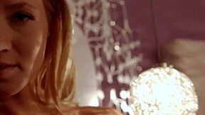 Oh wow, this cute blonde teen in stockings teases with a slow striptease and panties removal