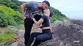 Vacation Stepsister Sucks My Cock at the Beach