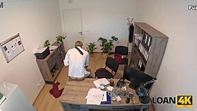 loan4k features hot big-titted redhead miss olivia getting excited and engaging with a colleague in the office