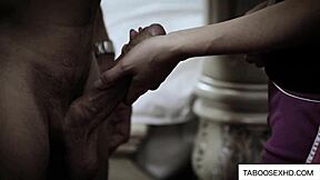 Innocent babysitter virgin teen gets fucked hard by old man in roleplay.