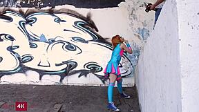 Kira Roller Tattooed Redhead Fucks In Colorful Outfit