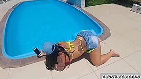 Latina babe stayed home alone and called her husband's friend. The naughty guy pounded her ass and filled her mouth with cum.