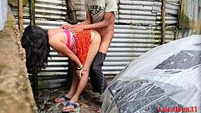 Local desi village girl from Bangladesh with big ass gives deepthroat blowjob and hardcore sex outdoors on ranch. Pussy cum covers her in official video by localsex31.