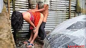 Local desi village girl from Bangladesh with big ass gives deepthroat blowjob and hardcore sex outdoors on ranch. Pussy cum covers her in official video by localsex31.