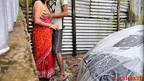 Local desi village girl from Bangladesh with big ass gives deepthroat blowjob and hardcore sex outdoors on ranch. Pussy cum covers her in official video by localsex31.