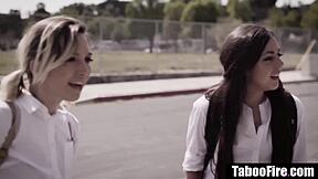 Slutty Teen 18+ Gets Fucked Hard in Threesome by Homeless Guy