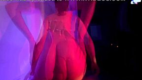 Big ass Colombian neighbor grinds on monster cock in homemade interracial couple session with brunette babe.