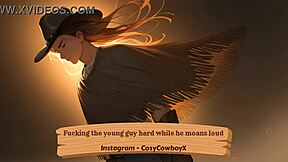 casually the story goes that she's fucking this young 18+ guy super hard while he moans out loud reaching wild orgasms.