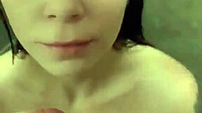 Petite slut boldly takes cumshot ending in messy facial