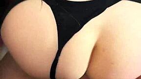 redhead's seduction in stockings heels leather lingerie - mouthful cum end