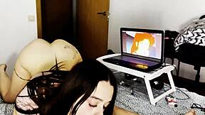 teen teases with blowjob before taking big cock cumshot in mouth, swallowing creamy milk load with wet facial finish