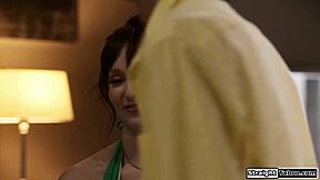 this boy finally fucks his stepmommy's shaved pussy deep and hard