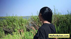 Sexy Ebony Teen Rubs Clit and Shows Big Boobs in Car!