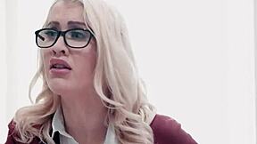 So this blonde teen gets fingered by her stepmom's boss in a hot lesbian scene